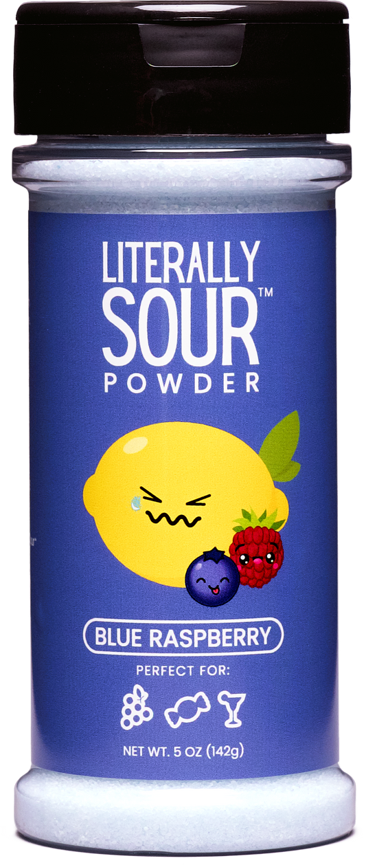 Literally Sour Blue Raspberry bottle alternate front